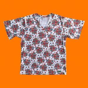90's vintage earthy floral oversized boxy 100% cotton t shirt SMALL Bongo
